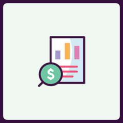 Poster - Financial data analysis with dollar magnifying glass, market research
