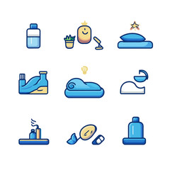 Poster - Icons depicting sleep, skincare, and self-care, on a white background.