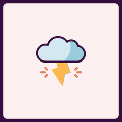 Poster - Stylized depiction of a storm cloud with a lightning strike graphic symbol