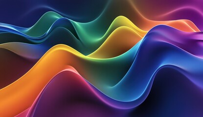 Poster - Abstract rainbow wave background.