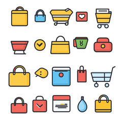 Poster - Online Shopping Icon Set, E-Commerce Graphics, Flat Design Vector