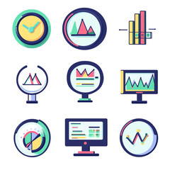 Poster - Business Analysis Data Visualization Graphs Clock Chart Monitor Icons