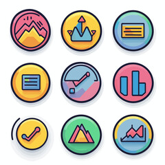 Poster - Finance Icon Set: Investment, Data Analysis, and Market Trend Charts