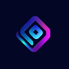 Poster - Abstract Rounded Square Logo Design with Vibrant Gradients and Neon Glow