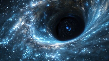 Wall Mural - Abstract black hole with a galaxy in the background Abstract space with a black hole and starlight