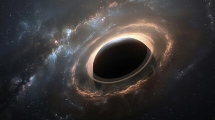 Wall Mural - Abstract black hole with a swirling nebula Abstract space with a black hole and dark matter