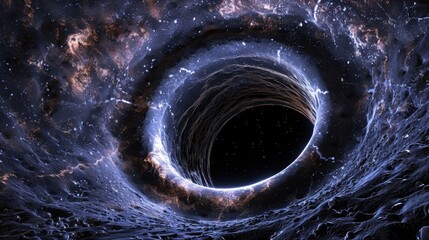 Wall Mural - Abstract black hole with a starry sky background Abstract cosmos with a black hole and light swirls