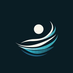 Poster - Abstract Wave Circle Logo Design Graphic Art Background Template Image