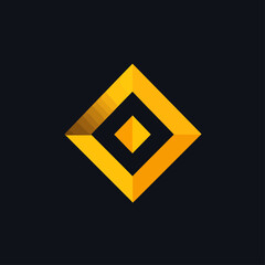 Poster - Golden Abstract Diamond Shape Logo on Dark Background Graphic Resource