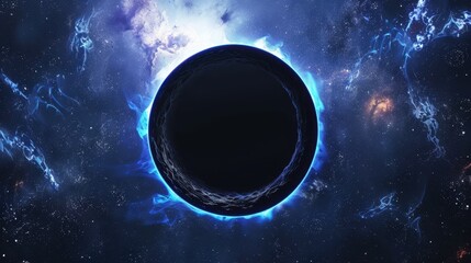 Wall Mural - Abstract black hole with a glowing aura Abstract universe with a black hole and cosmic swirls