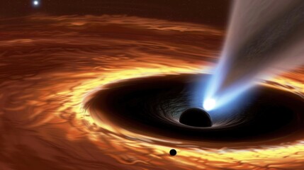 Wall Mural - Abstract black hole with a dark sky background Abstract cosmos with a black hole and light rays