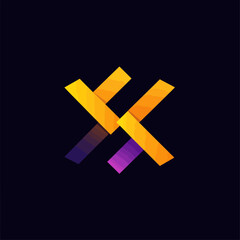 Poster - Abstract Orange Purple Gradient Geometric Shapes on Dark Blue Background