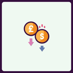 Aufkleber - Currency Conversion Pictogram Displaying Fluctuations of Financial Markets