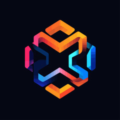 Poster - Abstract Geometric Design with Vibrant Gradients on a Dark Background