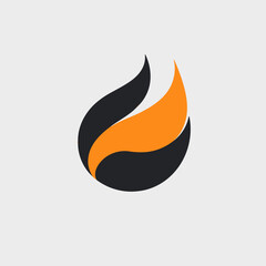 Poster - Abstract orange and black flame logo on white background, modern design