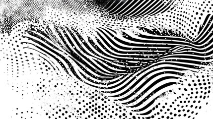 Leinwandbilder - Mesmerizing Abstract Monochrome Digital Art with Dynamic Waves and Geometric Patterns