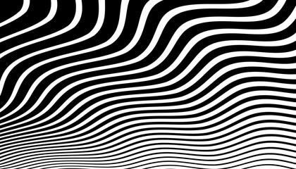 Wall Mural - wavy lines black and white pattern. abstract textured background.