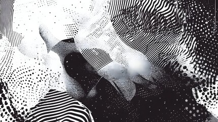 Leinwandbilder - Mesmerizing Abstract Monochrome Fluid Graphic Texture with Organic Swirls and Dots