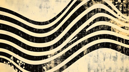 Fototapete - Mesmerizing Abstract Wavy Stripes Pattern in Vintage Monochrome Grunge Style
