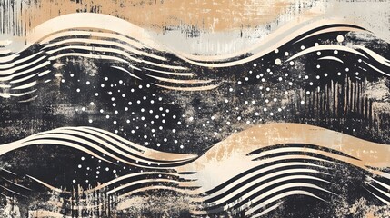 Poster - Mesmerizing Fluid Abstract Waves with Shimmering Metallic Hues and Flowing Cosmic Shapes