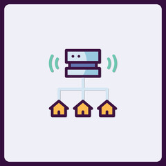 Poster - Decentralized network icon symbolizing connected homes to main server