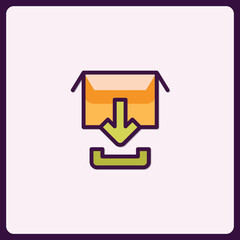 Poster - Minimalist download icon with arrow in box for web and mobile applications