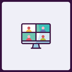 Poster - contemporary illustration of video conference display icon in minimalist design