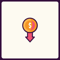 Poster - Conceptual money loss icon representing financial decrease or investment decline