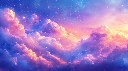 Wall Mural - celestial cloudscape: a dreamlike pastel painting