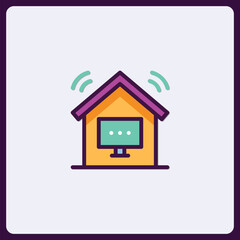 Poster - Colorful illustration showcasing a smart home technology connection concept