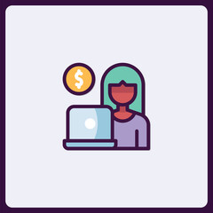 Aufkleber - Illustration depicting financial activities online via a female professional