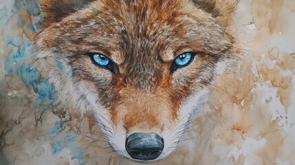 a fox with a blue eye