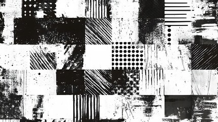 Poster - Monochrome Abstract Textured Background with Geometric Shapes