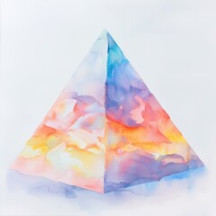 Poster - Vibrant Watercolor Pyramid on Light Background with Soft Hues