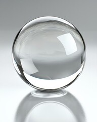 Poster - Clear Glass Sphere on Smooth Surface with Soft Reflection