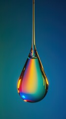 Poster - Colorful Droplet with Light Reflection on Vibrant Background