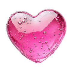 Poster - Shimmering Pink Heart-Shaped Water Bubble with Floating Air Bubbles, Perfect for Romantic Themes and Emotional Illustrations in Graphic Design Projects