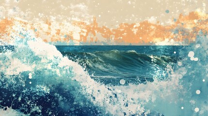 Poster - Powerful Crashing Ocean Waves in Stormy Coastal Scenery