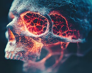 Poster - Glowing Skull with Abstract Patterns in Dark Background