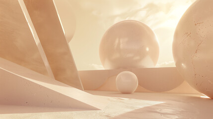 Leinwandbilder - Abstract room made of marble with different geometric forms and soft light copy space. marble background display product design