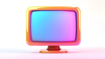 Aufkleber - Retro Futuristic Colorful Neon Gradient Abstract 3D Rendered Television Screen Digital Art Background