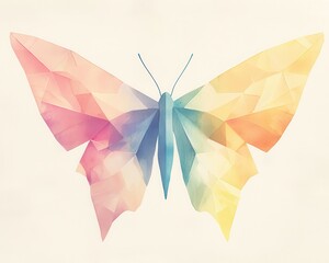 Poster - Colorful Geometric Butterfly Illustration with Soft Pastel Hues
