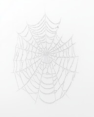 Poster - Intricate Water Droplet Spider Web on a White Background