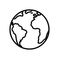 Wall Mural - Global Icon: A simplified black outline of the Earth, showcasing the continents.