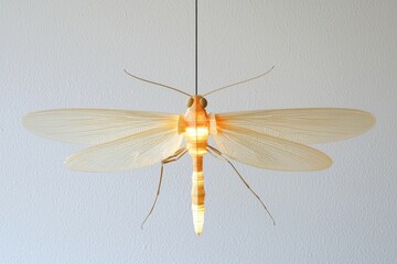 Poster - Elegant Insect Lamp with Delicate Wings Illuminating a Modern Space