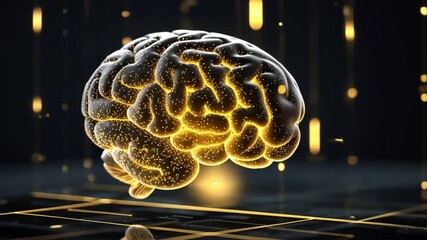 Poster - Abstract depiction of a glowing brain with intricate details and luminous effects, symbolizing intelligence, technology, and neural connections in a dark environment