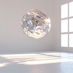 Poster - Abstract Reflection of Transparent Sphere in Minimalist Interior Space