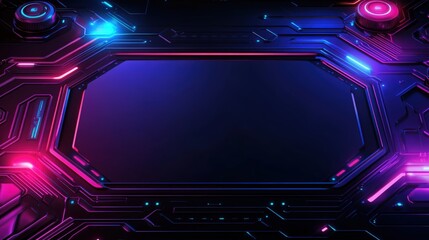 Aufkleber - Futuristic Neon Background with Glowing Circuitry, Symbolizing Technology and Innovation. Perfect for Sci-Fi Designs, Tech Presentations, and Video Game Interfaces.