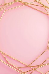 Poster - Vertical Gold geometric frame encircling blank space with soft pink background.