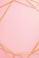 Poster - Vertical Gold geometric frame encircling blank space with soft pink background.